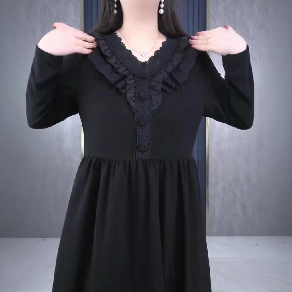 European Style Ruffle Plus Size Mom Dress - Spring Casual Women's Fashion