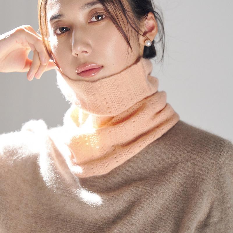 Women's 100% Pure Cashmere Knitted Neck Warmer Scarf - Autumn/Winter Hollow Fashion Style.