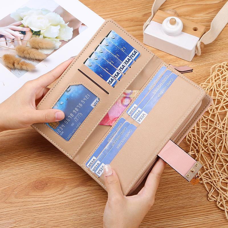 Women's Wallet Hollow Leaf Wallet Wallet Two Fold Zipper Long Card Bag Clutch