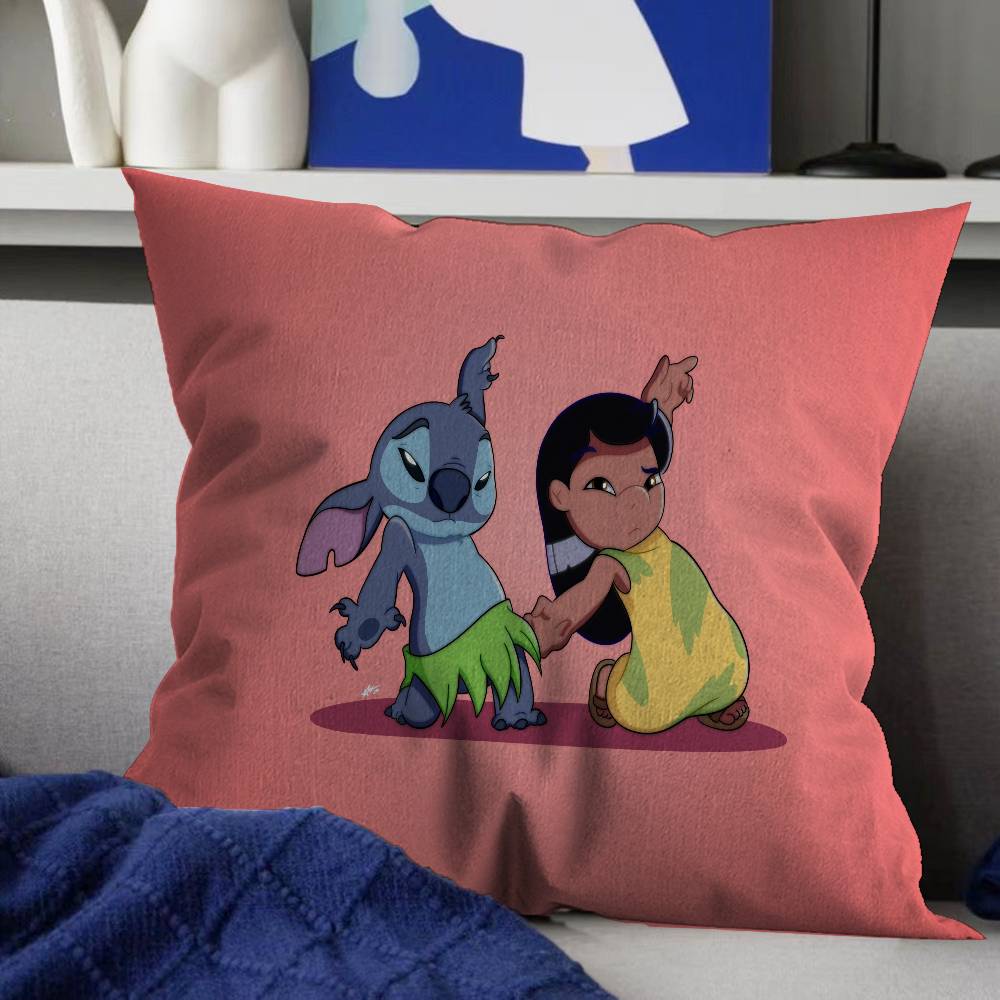 Cartoon S-Stitch And L-Lilo Cushion Cover Inches Farmhouse Decor Home Throw Pillow Covers For Couch Decorations