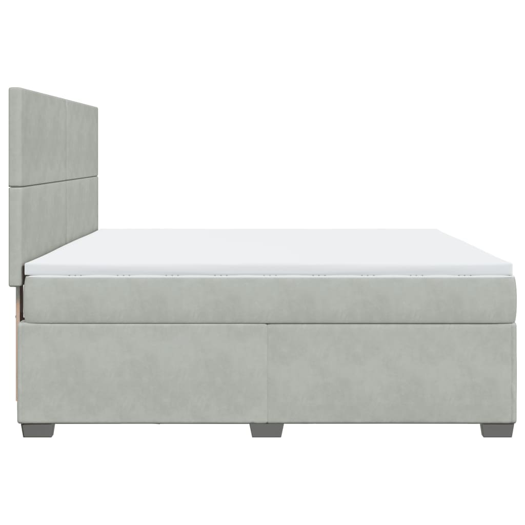 Box Spring Bed with Mattress Light Gray 180 x 200 cm Velvet