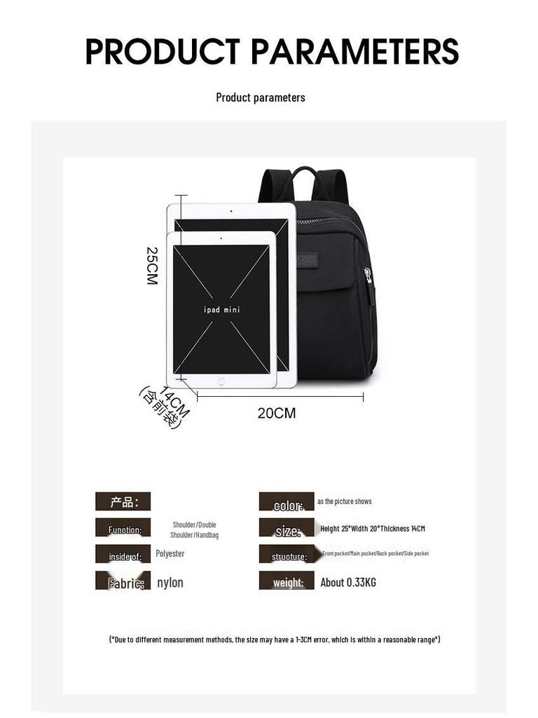 Dámský mini nylonový ležérní batoh - Módní školní a cestovní taška