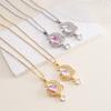 Stainless Steel Chain Sweet Zircon Heart Moon Planet Pendant Necklaces for Women Girls Fashion Collar Accessories Jewelry Gifts