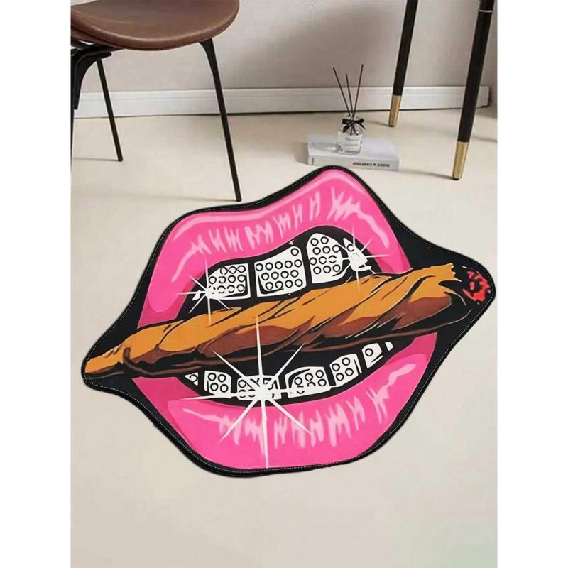 Lip-Shaped Cigar Rug: Warm, Non-Slip Bathroom Mat for Bathrooms, Bedrooms, Entrances, and Bedside Areas—Home Decor