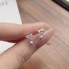 S999 Sterling Silver Small Bow Bead Stud Earrings for Women - Simple, Sweet Jewelry
