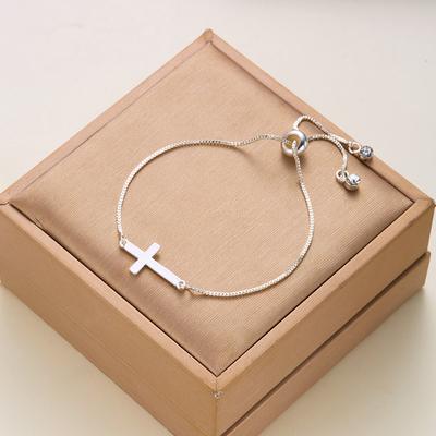 Zirconia Thin Chain Link Cross Bracelet Women'S Adjustable Link Stacked Layered Chain Bracelets