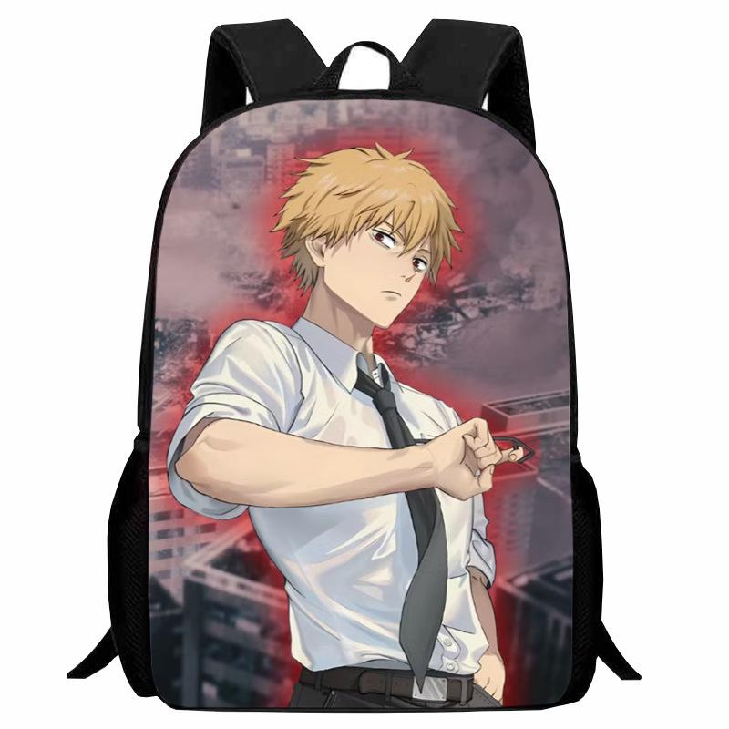 Printed Two-Dimensional Chainsaw Man Schoolbag, Primary School Student Cartoon Chaaw Man Backpack