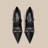 Fashion Women's Shoes 2025 Fashion Buckle Strap Women's High Heels New Metal Decoration Office and Career Sexy Pointed Toe Heels Women