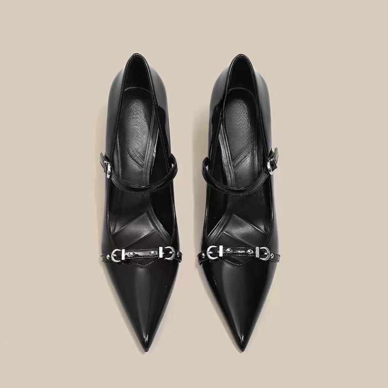 Fashion Women's Shoes 2025 Fashion Buckle Strap Women's High Heels New Metal Decoration Office and Career Sexy Pointed Toe Heels Women