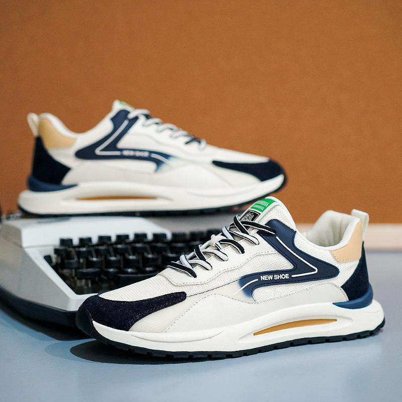 

New spring and summer platform men s outdoor sports shoes low-top casual shoes men s shoes simple shoes 44 бежевый