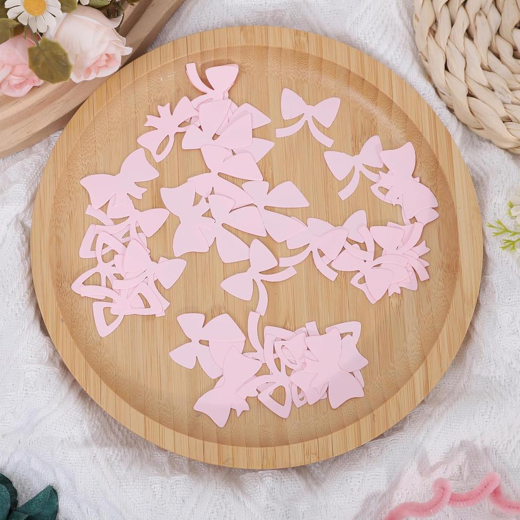 Coquette Girly First Birthday Party Decorations - Pink Bow Confetti, Baby Shower Decor, She's Tying The Knot, 1st Birthday Cake Smash