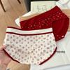 Lady Spring and Autumn Year Marriage Red Pure Cotton Extended Crotch Wrapped Hip Underwear