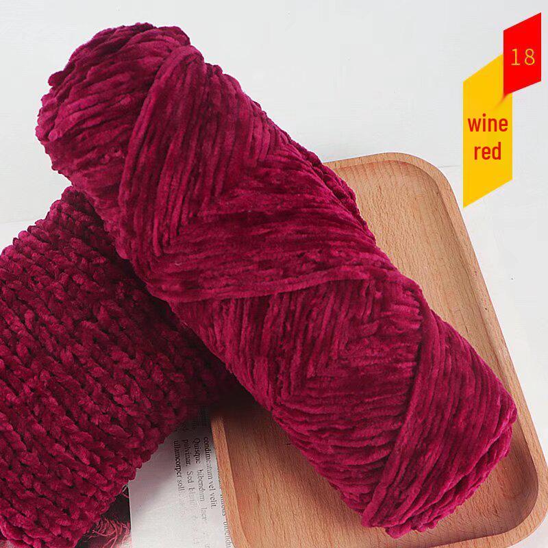 Chenille Golden Silk Velvet Yarn Ball - Medium Thick Glossy Yarn for Hand Knitting and Crochet Slippers.