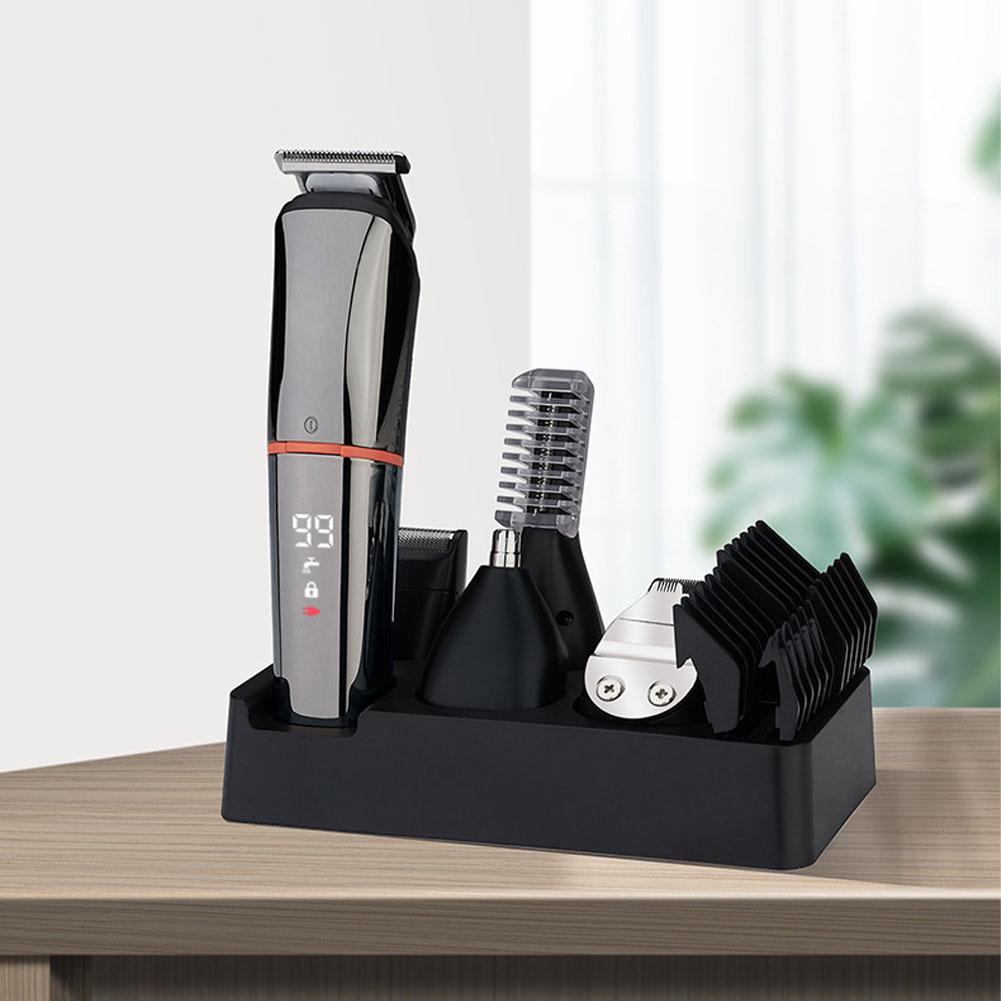 6-in-1 Hair Clipper USB-Rechargeable Professional Men's Barbershop Grooming Kit Household Electric Trimmer for Men