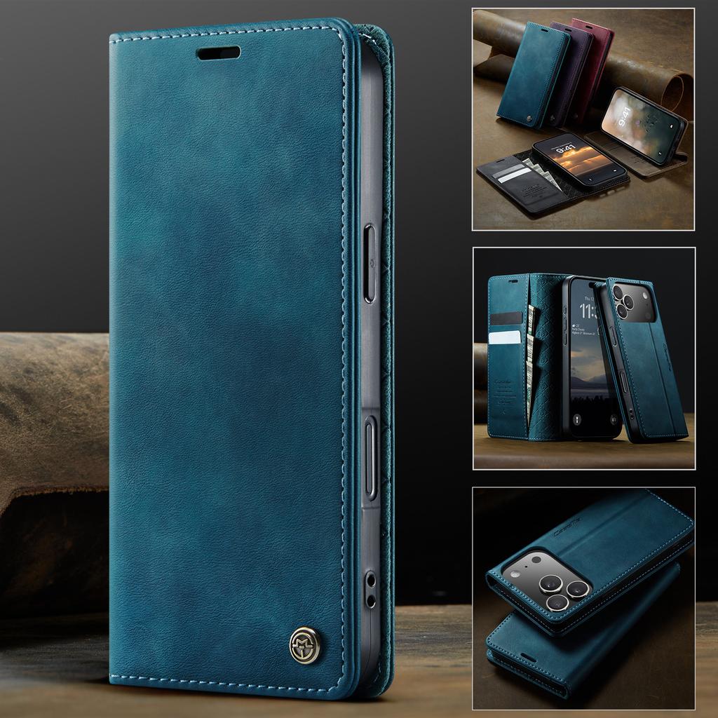 CaseMe For iPhone 17 Air/17Pro Max/17E Luxury Retro Magnetic PU Leather Shockproof Card Holder Pocket Cover For iPhone17Pro