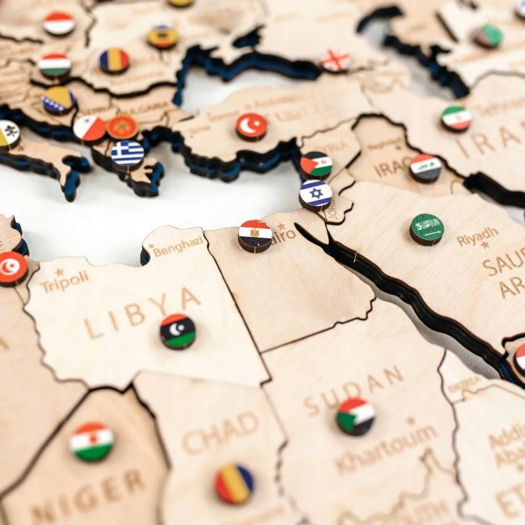 Wooden Flags for World Maps 168 Pcs Diameter 10mm PINS with Double-Sided Tape