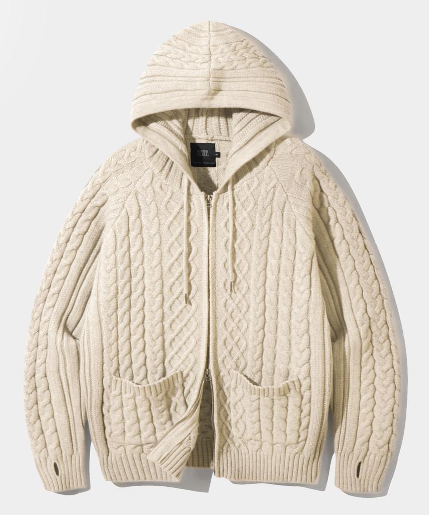 Dimiteulibeullaeg 2Way Heavyweight Cable Knit Zip-Up Hoodie_Oatmeal