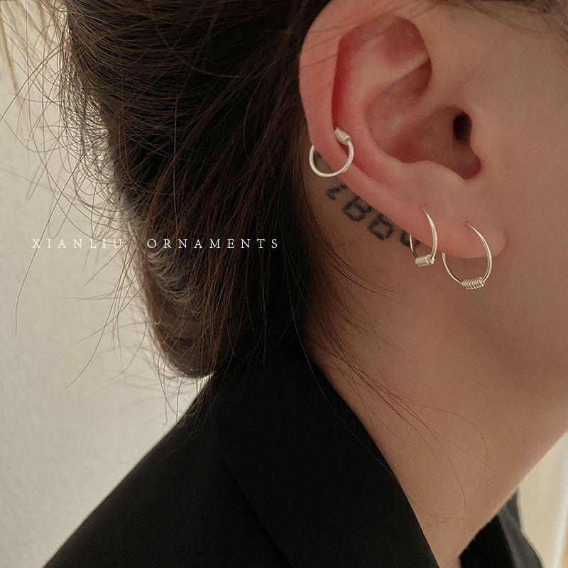 Bracelet Stud Earrings Women's Sterling Silver round Ring Earrings 2024 New Arrival Best Selling Ear-Caring Earrings Accessible Luxury Fancy Ear Ring