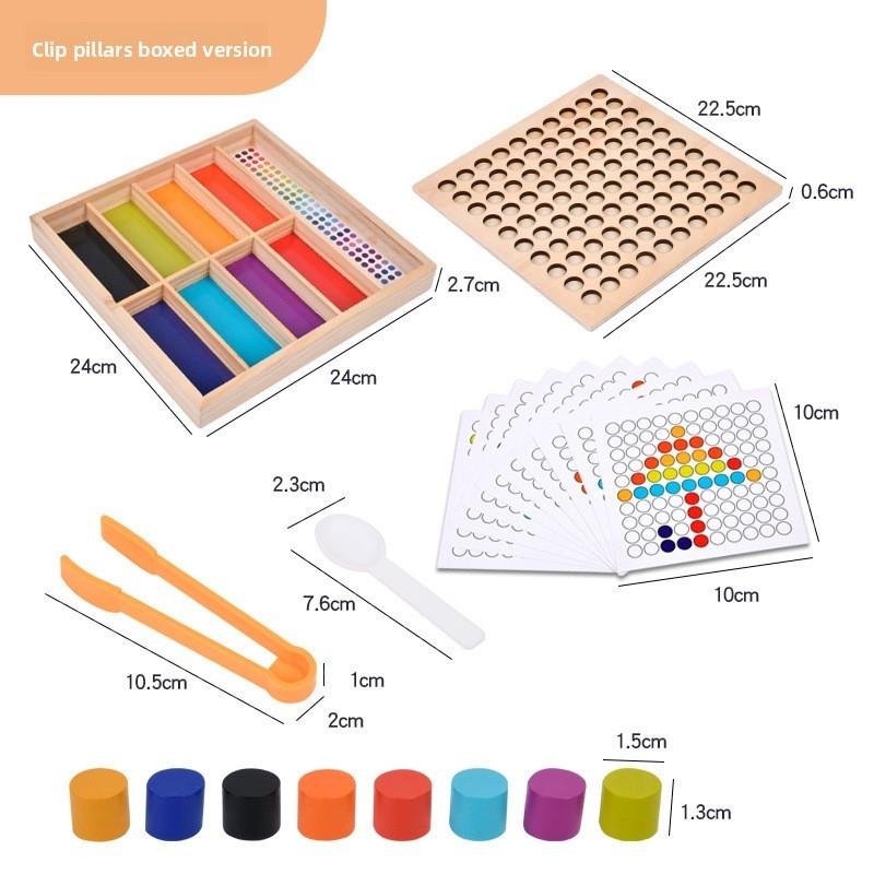 

Cylinder Wooden Bead Classification Toy Kid Educational Hand Eye Coordination Cylinder Box