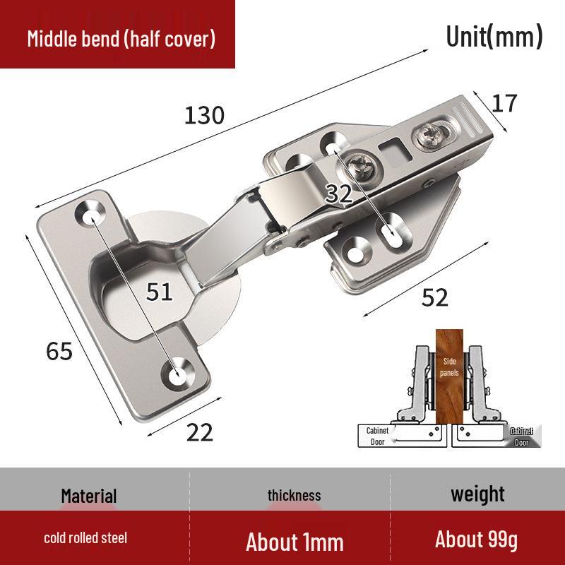 Thickened Hydraulic Damping Airplane Wardrobe Hinge with Fixed Cabinet Copper Rod for Furniture Doors