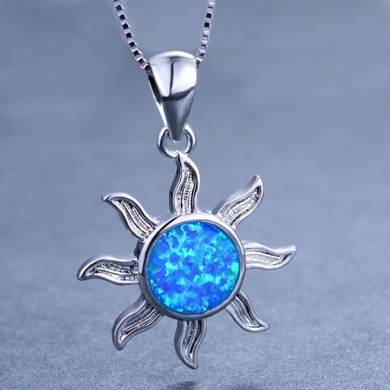 

ins wind s sun-shaped pendant necklace women s fashion hip-hop creative necklace 925 silver синій
