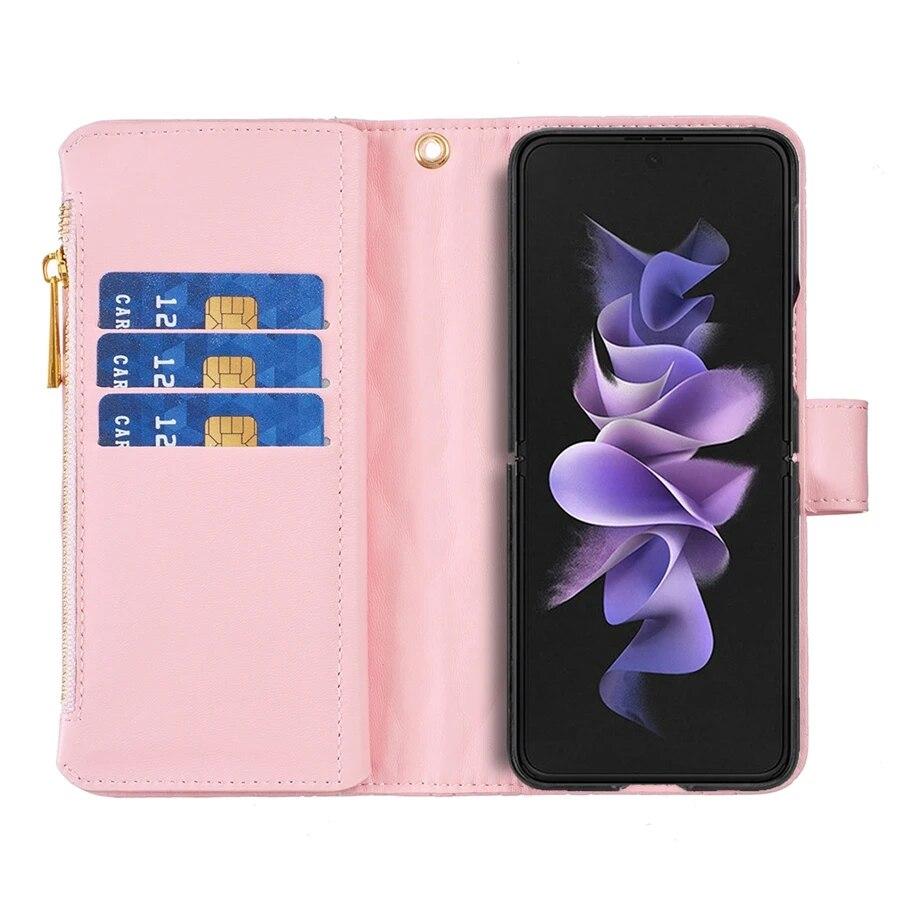 Wallet Small Fragrance Flip Zipper Leather Case For Samsung Galaxy Z Fold5 Z Fold4 Z Fold3 5G Magnetic Flip Cover