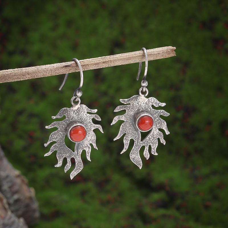 Retro Ethnic Style Red Zircon Earrings for Women, Elegant Earrings Accessories