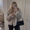 Autumn and winter women's clothing lapel artificial fur jacket women's loose casual temperament short coat