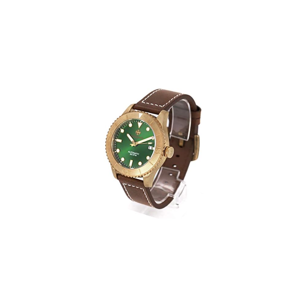 Enriva Diver's Watch Automatic 20ATM Date Display Bronze Sapphire Men's Wristwatch