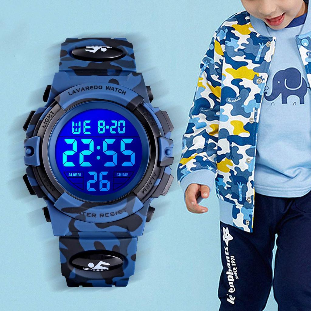 Armbanduhr Jungen Digitaluhr Jungen Sportuhr Outdoor Multifunktional 50m Wasserdicht Alarm Datum Tagesanzeige Dualzeit LED Analoganzeige Kinder