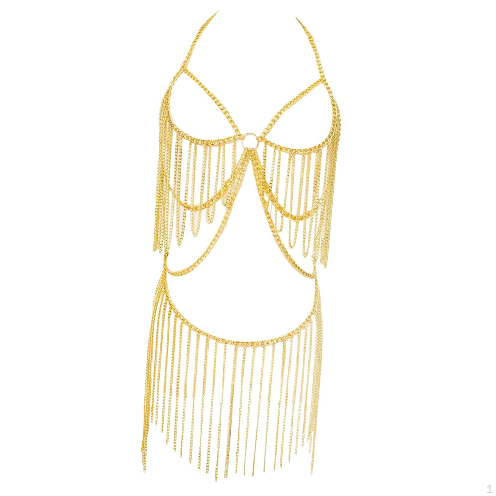 Lady Women Bra Swimsuit Chain Fringed Dangle Statement