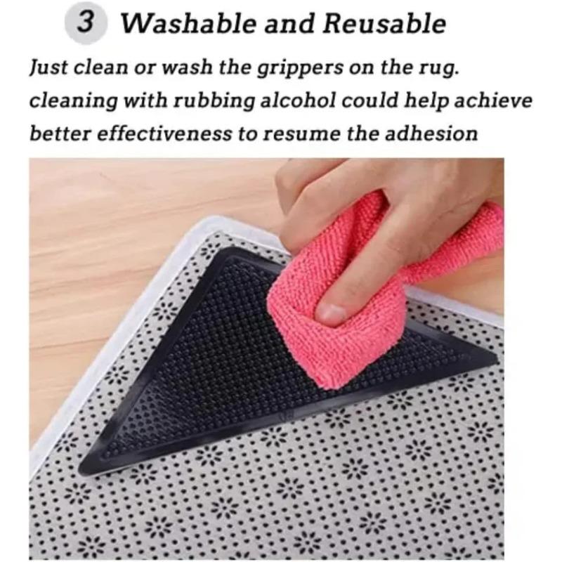 8Pcs Triangle Washable Rug Gripper Anti-Slip Reusable Rubber Mat Non Slip Patch Tape For Tile Floors Carpets Corners Pad