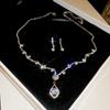 "High-End Luxury Drop Necklace and Earrings Set - European and American Niche Versatile Jewelry"