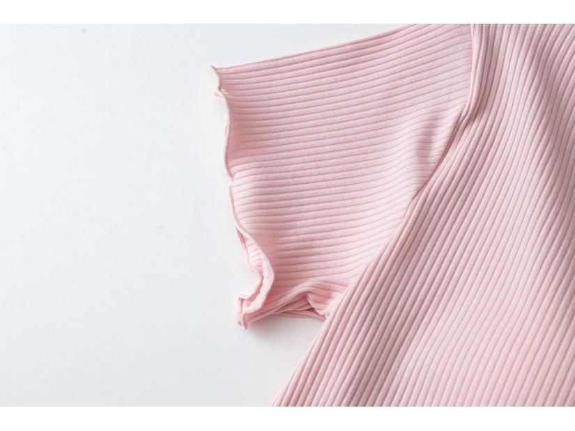 Ruffled Short-Sleeve Bra-Free T-Shirt with Integrated Breast Pads