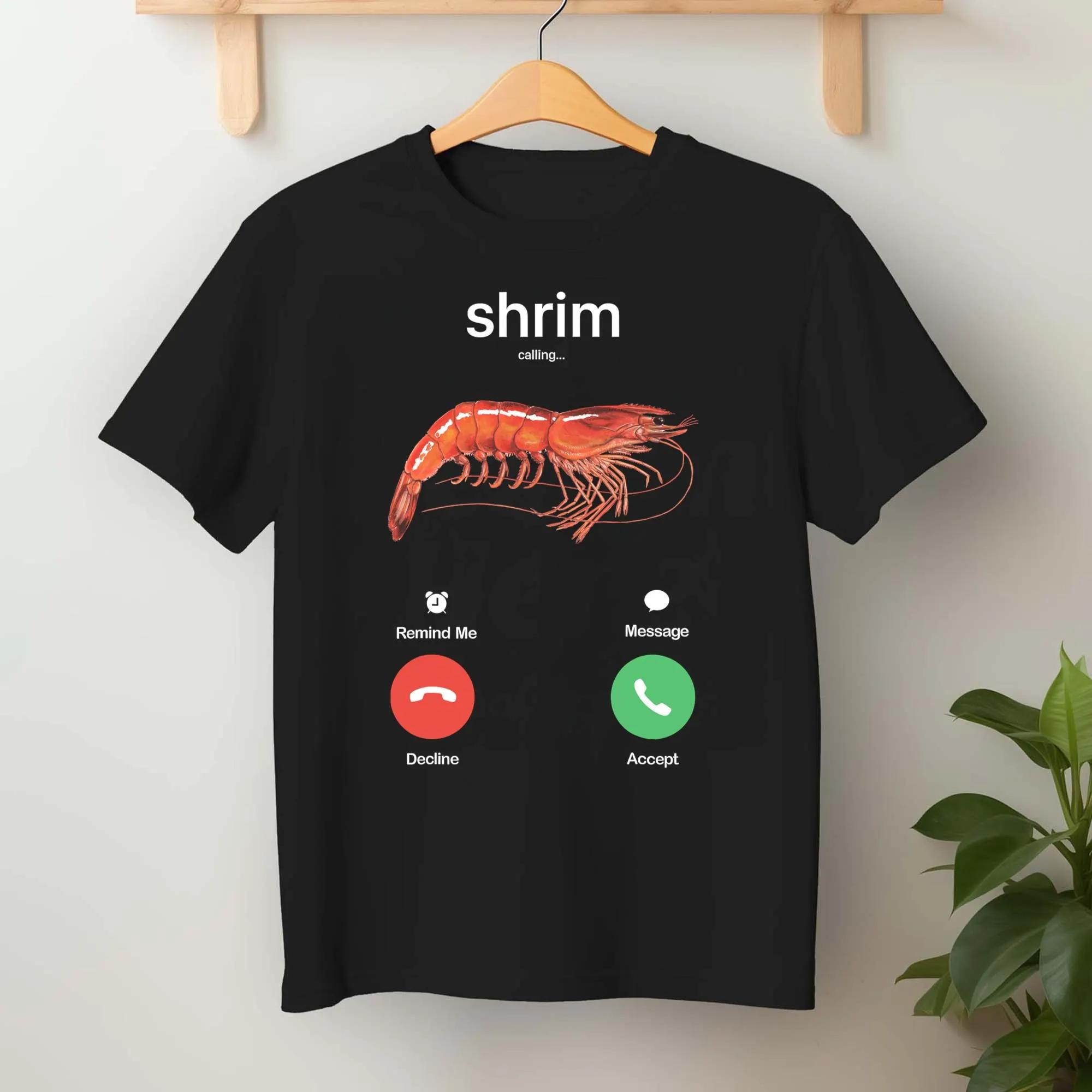 Shrimp Summoning  Emoji T-shirt, Funny Spelling Error Four Seasons New Style Unisex Casual Fashion T-shirt S