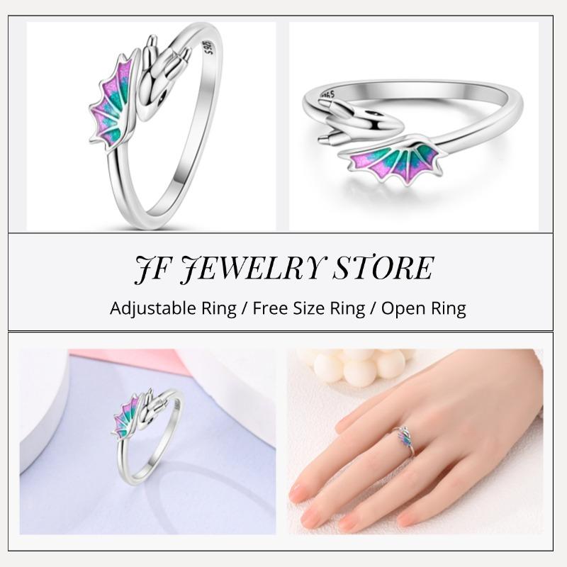 Free Size Ring For Women S925 Silver Original Blue Eyes Dragon Bee Shell Cherry Adjustable Rings Clover Chain Open Ring Jewelry