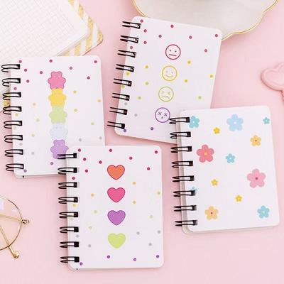 Kawaii Cartoon Hyuna Flower Side Fold Coil Notebook Student Mini Portable Loose Leaf Notepad A7 Pocket Office School Supplies