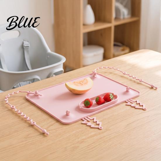Kids Silicone Placemats Baby Placemat with Suction Cup, Toddlers Eating Food Mat Toddler Anti-fall Rope, Foldable Multi-functional Activity