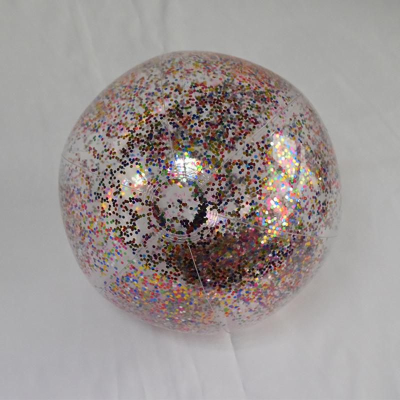 Inflatable Glitter Beach Ball Pvc Floatable Confetti Beach Ball Toy For Swimming Pool Beach Party