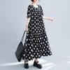 Kurzärmlig Übergröße Vintage Punkt Neu in Kleider für Frauen lässig locker langes Sommerkleid