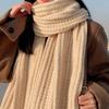 Women Scarf Thickened Warm Solid Color Scarf Autumn Winter Versatile Comfortable Knitting Long Scarf Fashion Accessory