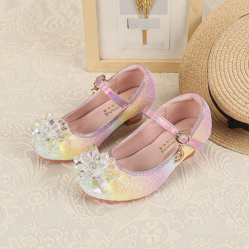 

Girls High Heels Spring and Autumn New Style Little Girls Crystal Leather Shoes Children s Princess Shoes for Big Kids Catwalk Soft Sole Kids 25