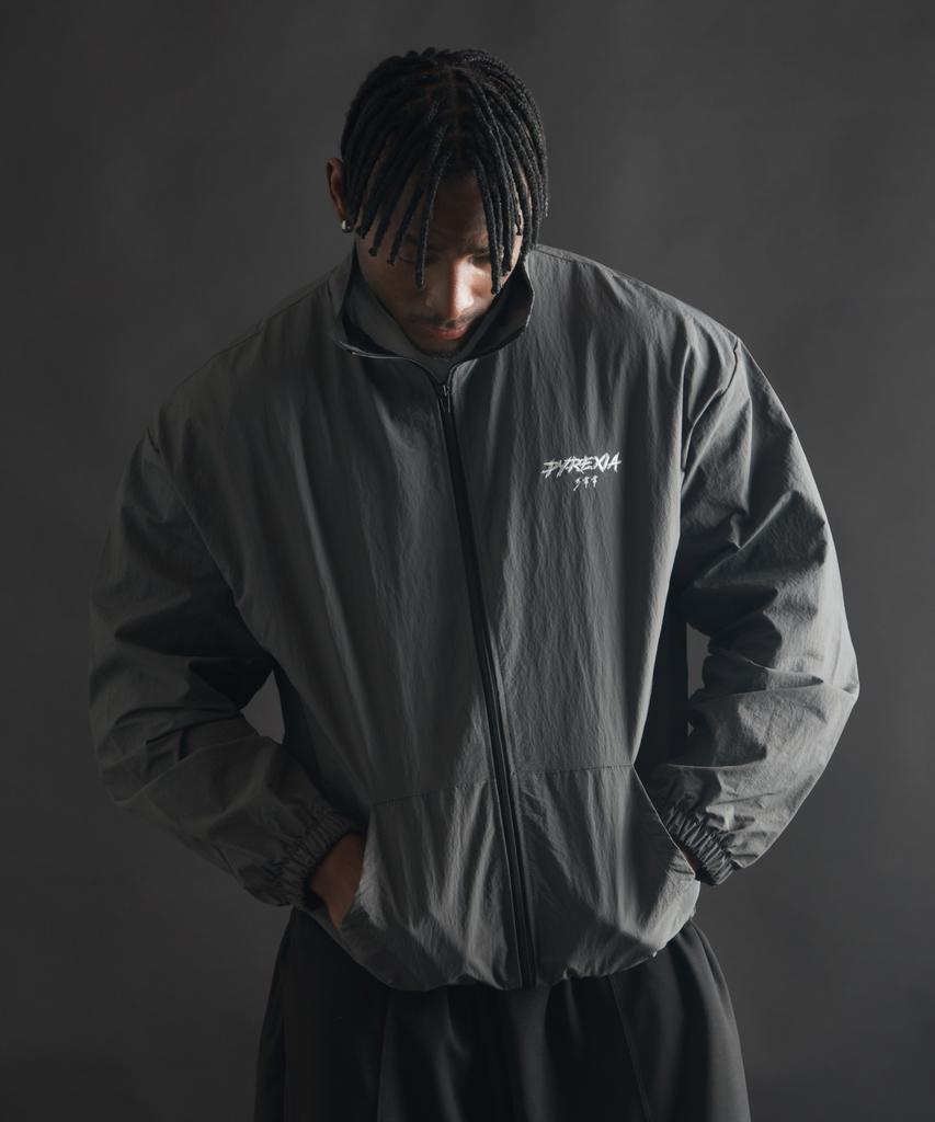 Phermenon Loose Fit Nylon Windbreaker Zip-Up [Charcoal]