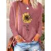 Women's Spring and Autumn Flower Print Round Neck Long Sleeves