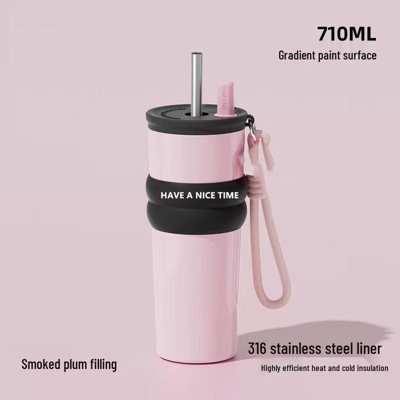 316 Stainless Steel Insulated Travel Mug - Large Capacity Straw Cup for Men & Women