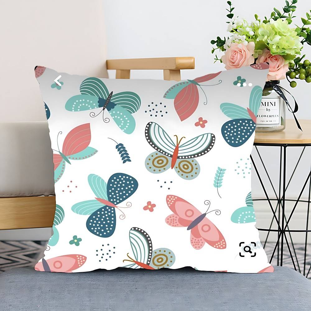 Flower Butterfly Pattern Pillow Case Cushion Cover Polyester Pillowcase Decorative Sofa Cushion Pillowcase Home Decor