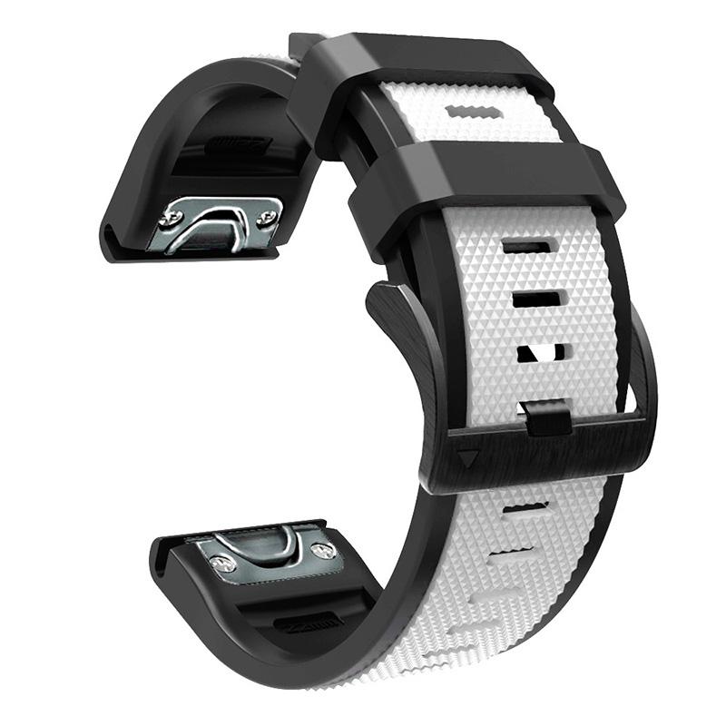 

For Garmin Fenix 6X/Fenix 5X/Fenix 3 HR/Descent Mk1 Dual Color Watch Band,26mm Silicone Sport Watch Strap Grey/Black