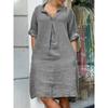 TIFICY Moda feminina primavera outono cor sólida estampa manga comprida decote em v cintura solta vestidos casuais