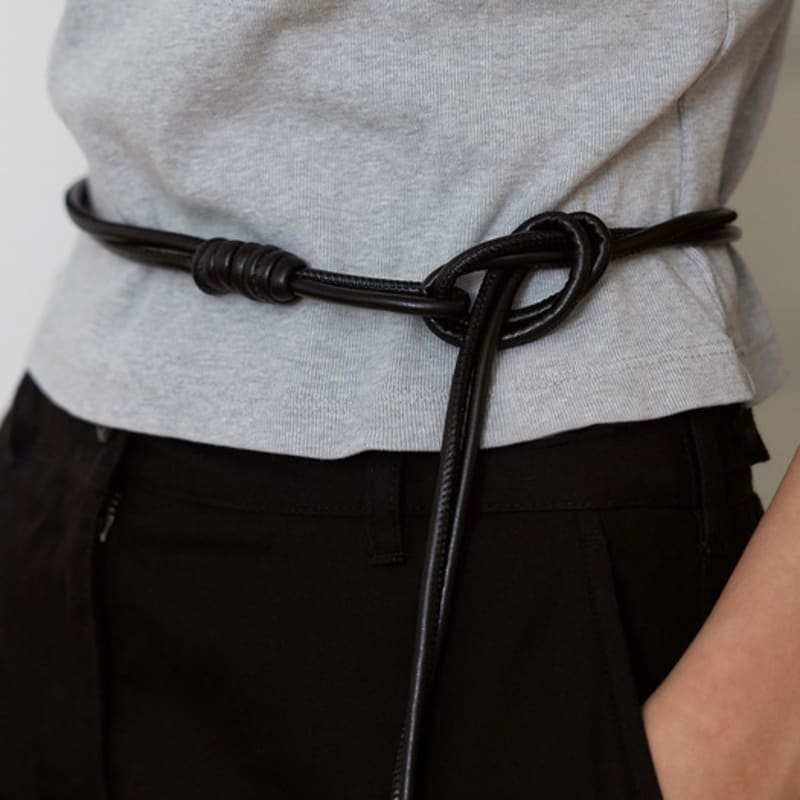 

TATIANA BT8079 Note Leather String Belt BLACK