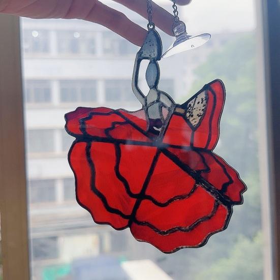 Acrylic Dancing Girl Hanging Decoration 2D Flat Stained Glass Dancer Indoor Outdoor Garden Yard Hanging Ornament